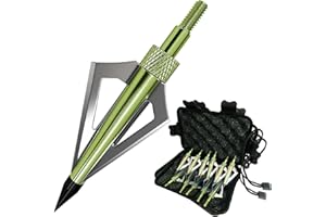 e5e10 12pcs Archery Broadheads 3 Fixed Steel Blade 100/125 Grain Hunting Arrowheads Fit for Compound Bow and Crossbow with One Black Plastic Portable Broadheads Case