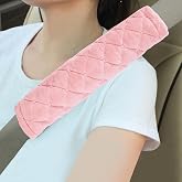 Amooca 2 Pack Seat Belt Covers Soft Shoulder Pad for Cars &amp; Backpack | Universal fit for cars trucks SUVs, reduce neck friction for seatbelt comfort, backpack strap cushion, Dirty Pink