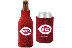KOLDER MLB Baseball Team Logo Womens Glitter Bottle & Can Cooler Set 12oz Neoprene Beverage Drink Holder Sleeve
