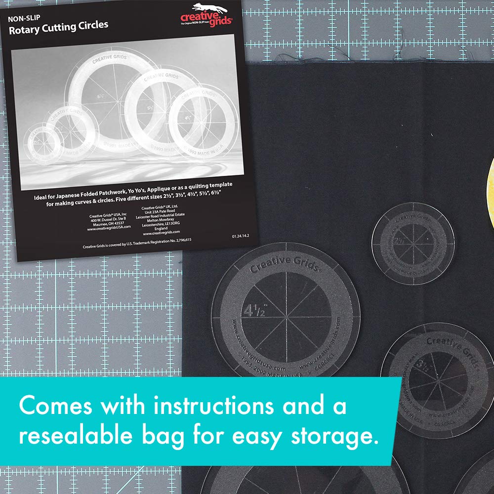 Creative Grids Quilt Ruler Circles (5 Discs with Grips) Quilt Ruler - CGRCRCL