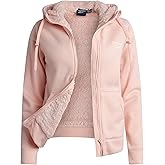 Reebok Womens Fleece Jacket - Warm Lightweight Faux Fur Sherpa Lined Zip Up Hoodie - Soft Hooded Winter Jackets for Women