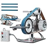 VEVOR Belt Grinder Sander, 30 x 1-Inch Variable Speed Belt Polisher with VFD, 550W Polishing Grinding Machine with 2 Grinding Moulds &amp; 3PCS Sanding Belts for Metalworking, Knife Making