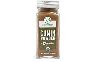Geo-Fresh Organic Cumin Powder 1.76 oz - Ground Cumin Powder Organic for Cooking - USDA Certified, Non-GMO - For Seasonings, Cooking, Ideal for Spice Blends