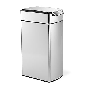 simplehuman 40 Liter / 10.6 Gallon Stainless Steel Slim Touch-Bar Kitchen Trash Can, Brushed Stainless Steel
