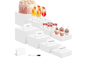 Set of 8 Buffet Risers Acrylic Cube Display Stands Box Risers with Hollow Bottoms 4 Different Size Dessert Table Display Set 