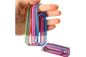 TIMENU Jumbo Paper Clips, 4 Inches 10 Pcs Large Paper Clip Holder - Vinyl Coated Multicolored Extra Large mega Paperclips for Office School Document organizing