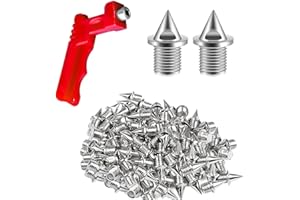 50pcs 7mm Stainless Steel Track Spikes and Cross Country Spikes with Spike Wrench, Replacement Spikes for Sprint Sports Short