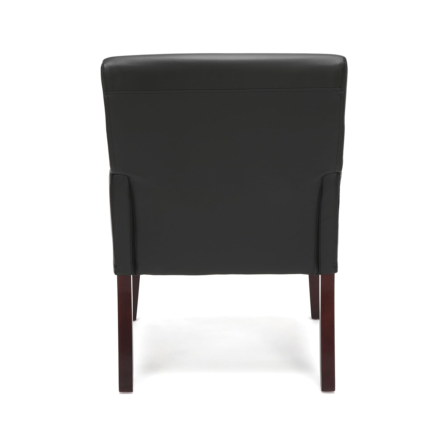 OFM Essentials Collection Bonded Leather Executive Guest Chair with Arms and Wooden Legs, in Black: Kitchen & Dining