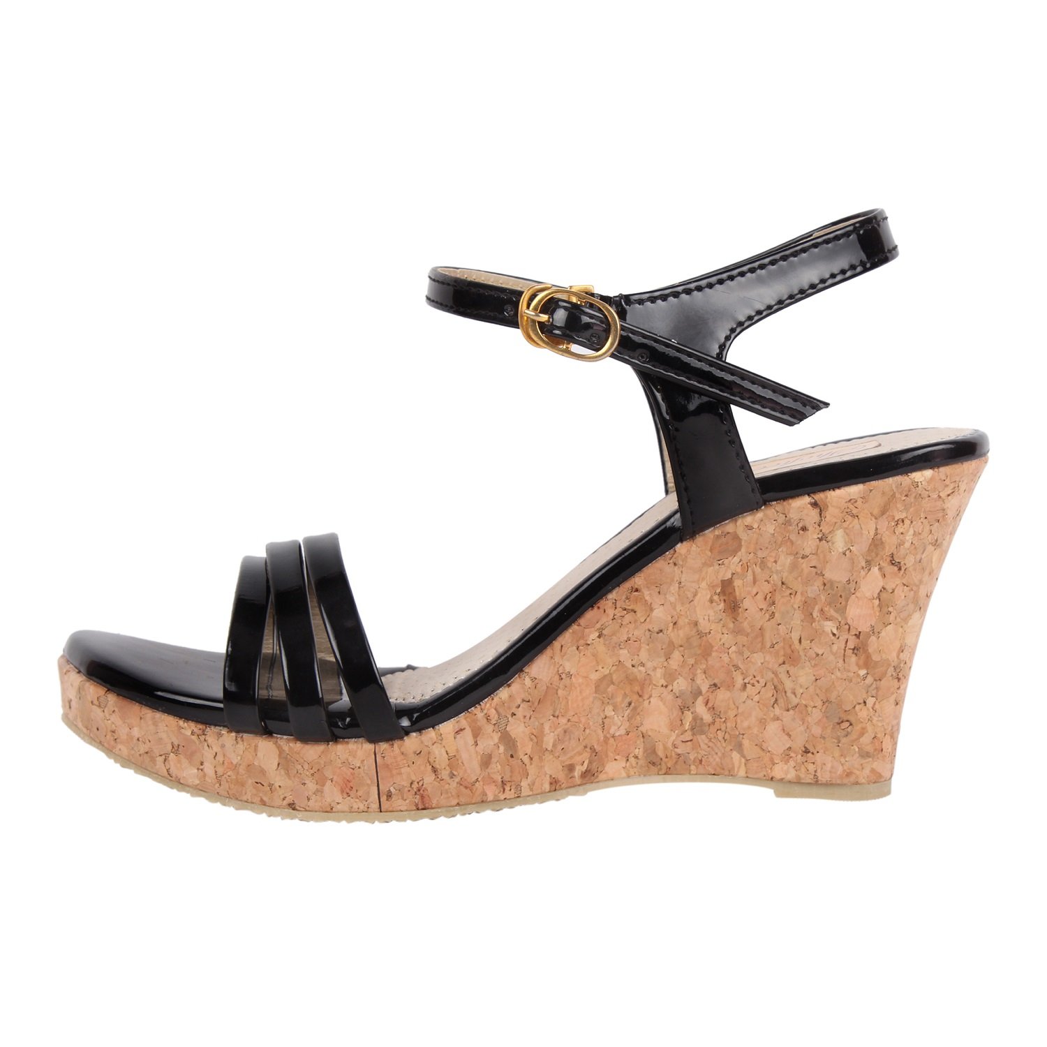 shofiee women's stylish leather & cork sole,trendy casual wedges heels