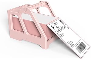 Famyards Thermal Label Holder for Rolls and Fan-Fold Labels, Shipping Label Roll Holder for Thermal Printer, Label Printer Supplies, Pink