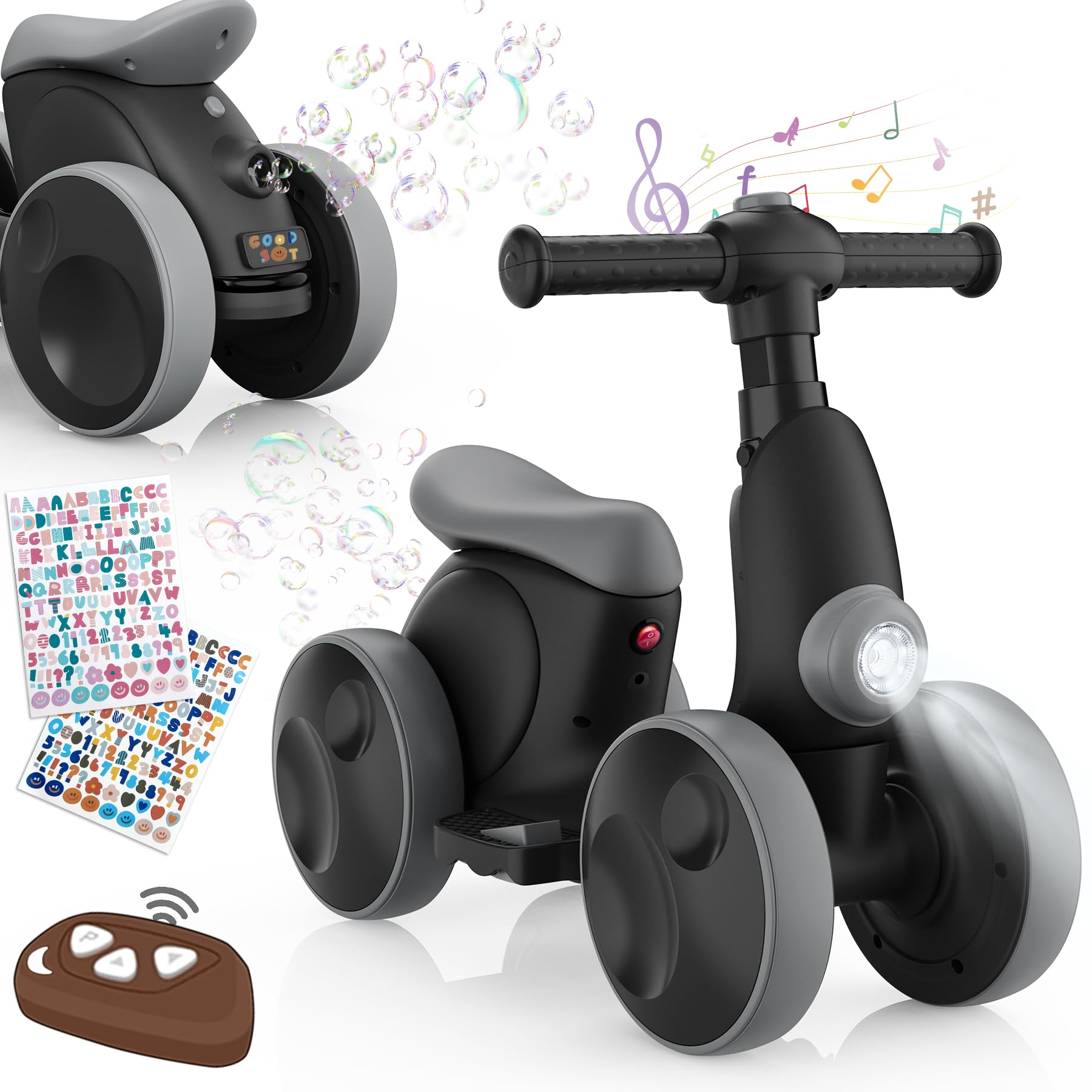 Photo 1 of **PARTIAL SET**Electric Baby Balance Bike with Bubble Machine for 1 Year Old Boys Girls 4 in 1 Ride On Toys Toddler Balance Bike 12-48 Month Kids Bubble Bike First Birthday Gift with Powered Motor,Music,LED Lights