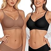 Vertvie Wireless Bras for Women Full Coverage Supportive Seamless Bralettes No Underwire Push Up Comfort Soft T-Shirt Bra
