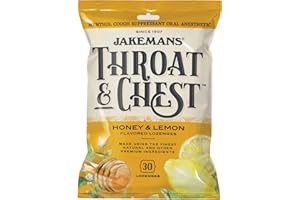 Jakemans Honey and Lemon Throat & Chest Lozenges Cough Drops – Cough, Sore Throat and Seasonal Distress Soothing Relief – Liquid Drop Shape – 30 Lozenges