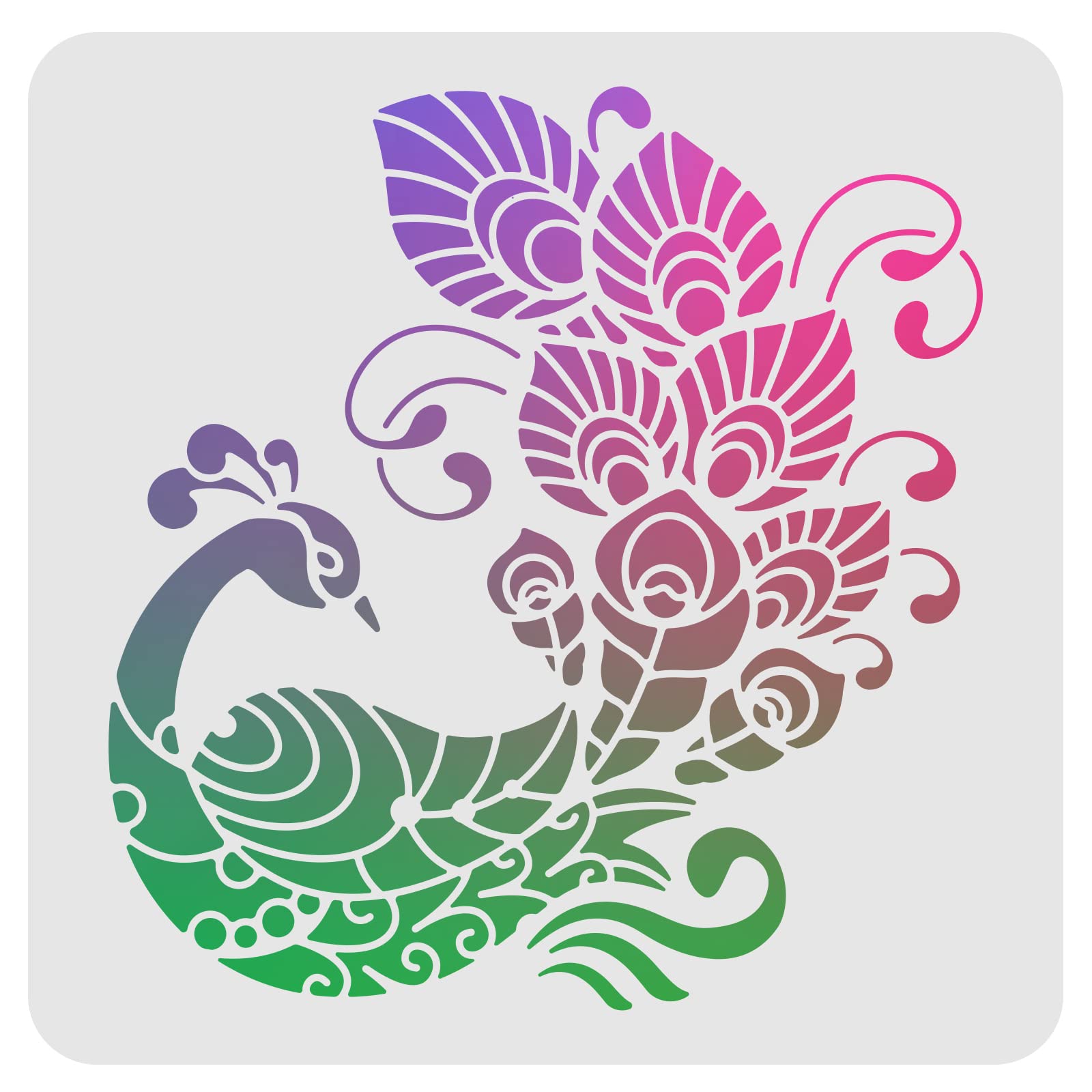 FINGERINSPIRE Peacock Drawing Painting Stencils Template 30x30cm Plastic Stencils Decoration Square Reusable Stencils for Painting on Wood, Floor, Wall and Tile