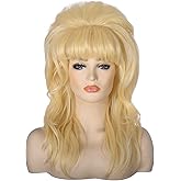 AMZCOS 50s Beehive Wigs for Women | Blonde Bouffant Big Synthetic Hair Wigs for 60s 80s Married Housewife Vintage Costume Cosplay Halloween Party