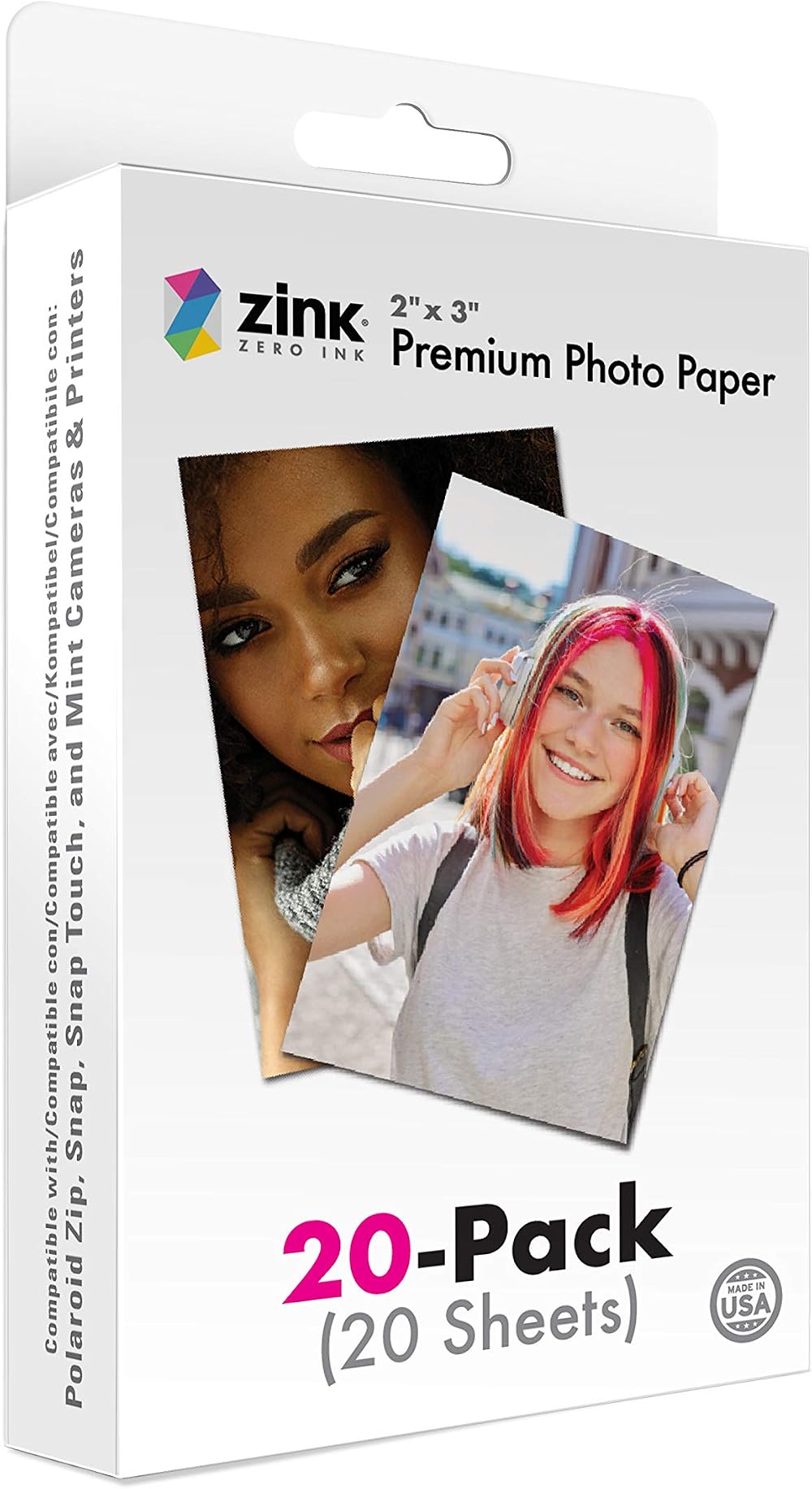 Zink 2x3 Premium Photo Paper 20 Pack for Polaroid Snap Zip Mint (PZ2X320)