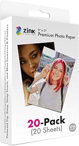 Zink 2x3 Premium Photo Paper 20 Pack for Polaroid Snap Zip Mint (PZ2X320)