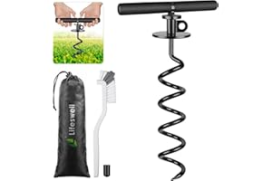 Lifeswell 15 Inch Dog Tie Out Stake, Heavy Duty Dog Spiral Stake for Medium to Large Dogs up to 220lbs, No Tangle, Dog Anchor for Yard, Camping, and Beach