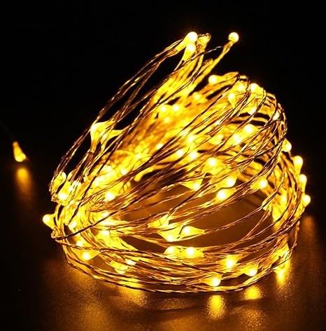 Quace Copper String Led Light 5M 50 LED Battery Operated Wire Decorative Fairy Lights Diwali Christmas Festival - Warm White