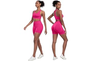 SALSPOR Workout Sets for Women 2 Piece - Seamless Yoga Outfits Shorts and Padded Sports Bra Gym Athletic Clothing Set
