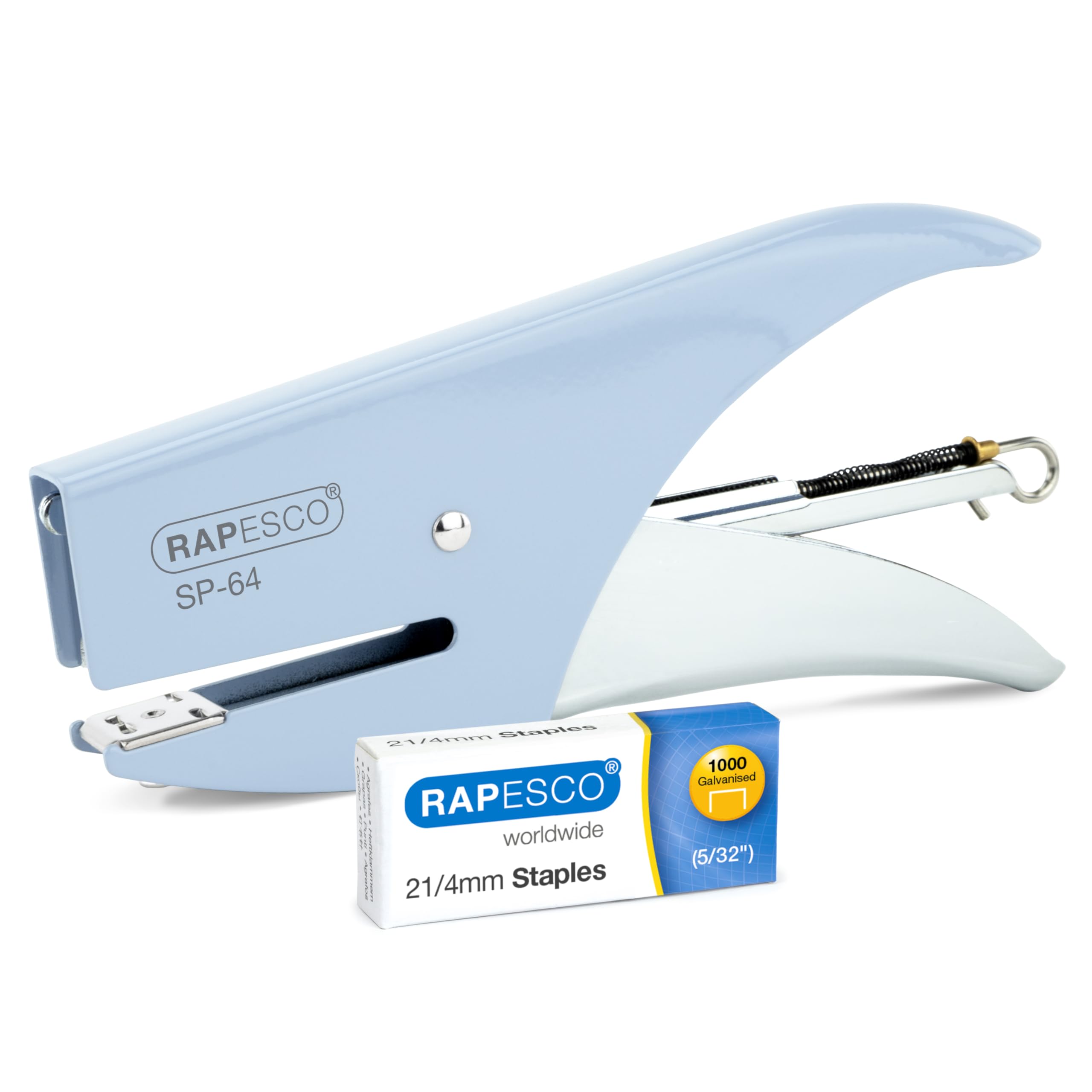 Rapesco 1376 SP-64 Stapling Plier and 1000 Type 21/4mm Staples, 12 Sheet Capacity, Powder Blue