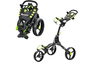 XDriveMax GC408 Folding Golf Push Cart, 3 Wheel Golf Trolley Lightweight Golf Bag Pull Cart Caddy Cart for Golf Clubs and Golf Bag with Cup Holder Scorecard Holder/Storage Compartment(Green)