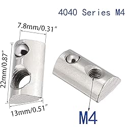 4040 Series M4 T Slot Half Round Nuts Roll-in
