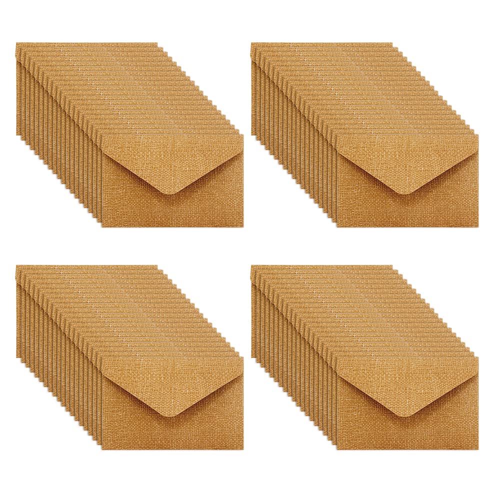 CLVPAI 80 Brown Ribbed Envelopes, 10.5 x 7 cm, with Flap, for Weddings, Birthdays, Parties, Gifts and Greeting Cards