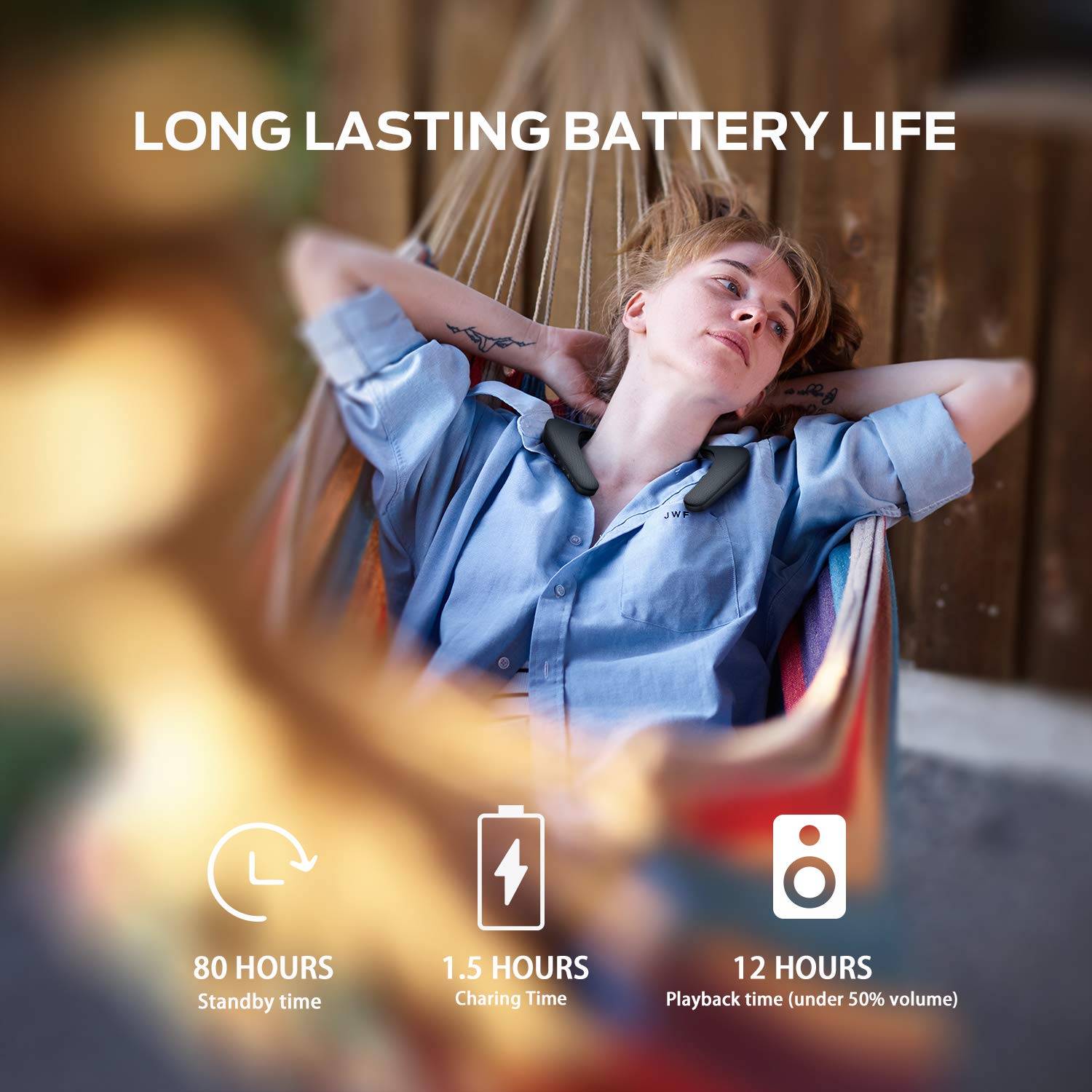 Monster Boomerang Neckband Bluetooth Speaker, Neck Speaker Bluetooth Wireless, 12H Playtime, True 3D Stereo Sound, Portable Soundwear, IPX7 Waterproof, for Home Sport Outdoor