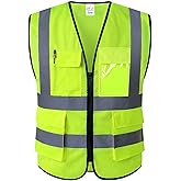 XIAKE Reflective Safety Vest for Men & Women High Visibility Class 2 Vest with Pockets Meets ANSI Standards
