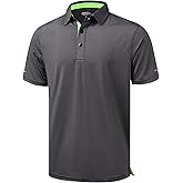 YAMXDM Golf Shirts for Men - Moisture Wicking Short Sleeve Performance Sport Casual Striped Collared Mens Polo Shirt