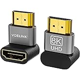 VCELINK 8K HDMI Male to Female Adapter, HDMI Right Angle Connector, HDMI 90 and 270 Degree Adapters, HDMI 2.1 Support 8K@60Hz