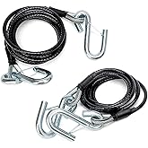 VODCACA BX88196 Safety Cable Kit with S-Hook | 7 Ft Black Coiled Cable 7500LBS
