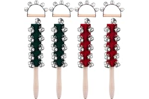 YPTNIGINU 8 Pcs Christmas Handle Sleigh Bells, Wooden Hand Bells with Handles for Holiday Music, Party Decor, Birthday Gifts, Festive Bells for Christmas Celebration (Red,Green)