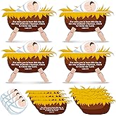Tenceur 24 Sets Christmas Nativity Scene Crafts Kit Baby Jesus Manger Crafts DIY Jesus Birth Cardboard Decoration Religious Christian Christmas Party Favors for Holy Night Church Activities