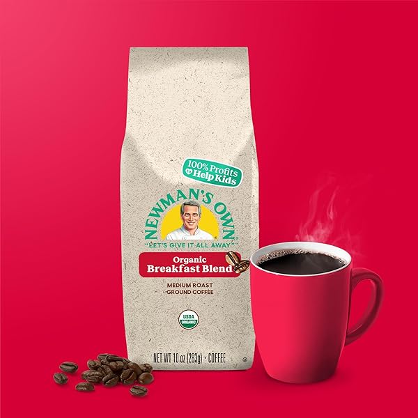 NEWMAN’S OWN ORGANICS BREAKFAST BLEND, GROUND COFFEE, FAIR TRADE CERTIFIED, MEDIUM ROAST, BAGGED 10OZ