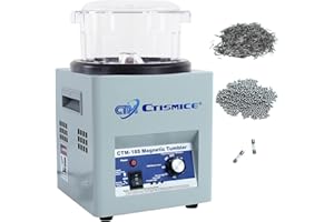 CTISMICE 500W Magnetic Tumbler with 400g Polishing Media, 2000RPM Powerful Polisher Finisher Machine for Cleaning Jewelry Metal Casting and Small Item with Intricate Details, 10-60 Minute Time Control