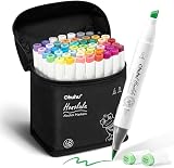 Ohuhu 48-Color Alcohol Markers Brush & Chisel Tip Dual Tip Set AP Certified view 1