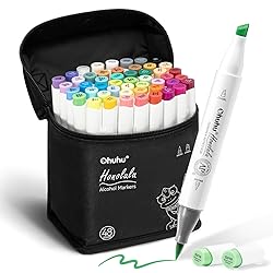 Ohuhu Alcohol Markers Brush Tip: 48-Color Double