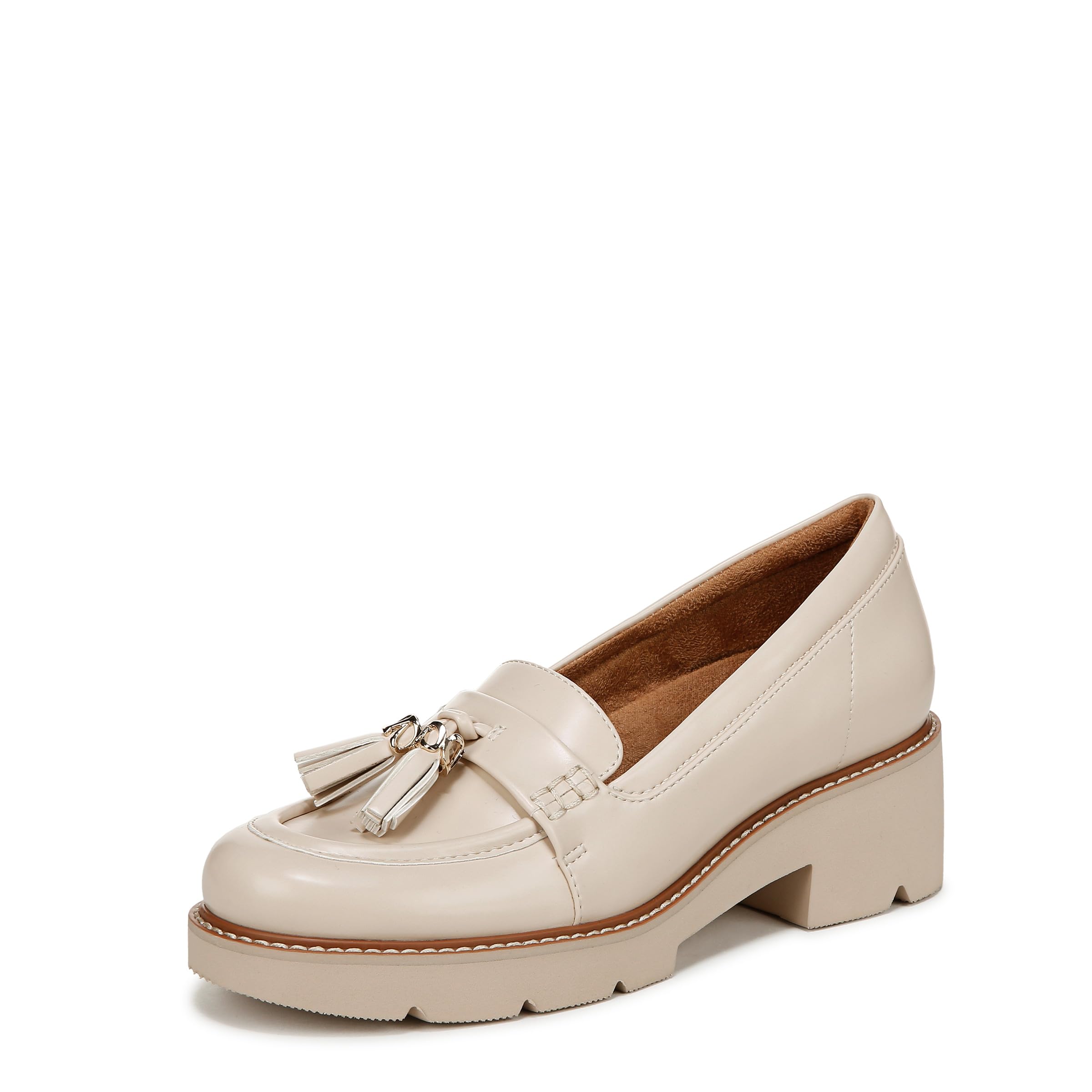 Naturalizer Womens Committed Tassel Lug Sole Loafer Porcelain White 5 M
