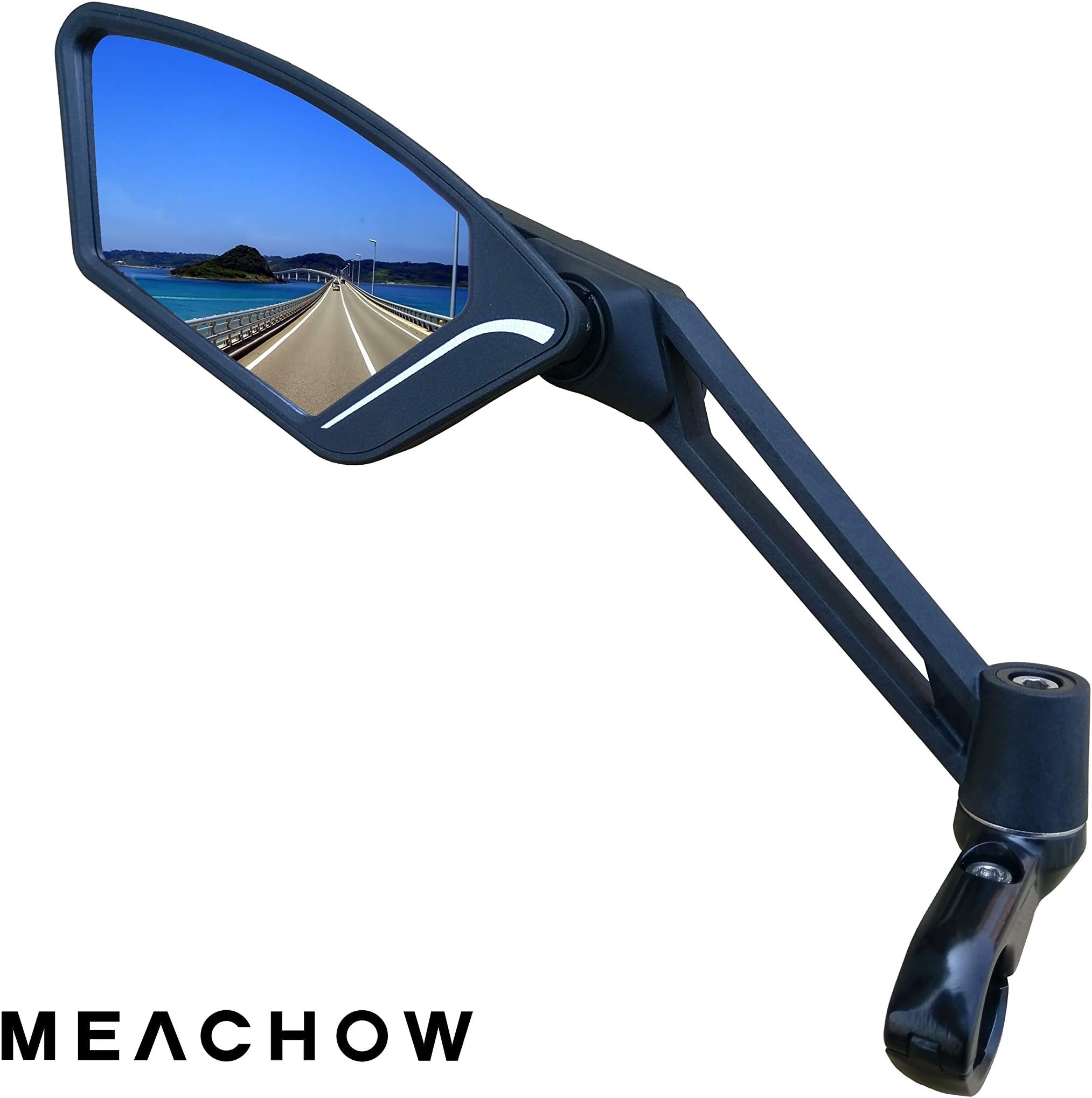 MEACHOW New Scratch Resistant Glass Lens,Handlebar Bike Mirror, Adjustable Safe Rearview Mirror, Bicycle Mirror,ME-003