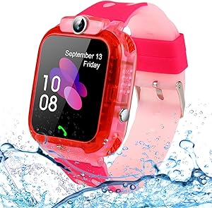 Kids Smartwatches, SZBXD Waterproof LBS/GPS Tracker Phone SOS Touchscreen Smartwatch Games Clock Smart Watch Christmas Birthday Gifts for School Boy Girls (Pink)