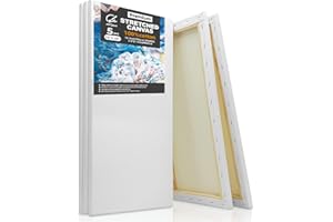 ARTSANI Stretched Canvases for Painting 5 Pack 12x24 Inch, 100% Cotton 12.3 oz Triple Primed Painting Canvas, 3/4" Profile Acid-Free Large Paint Canvas Blank Canvas for Acrylic Pouring Oil Watercolor Painting