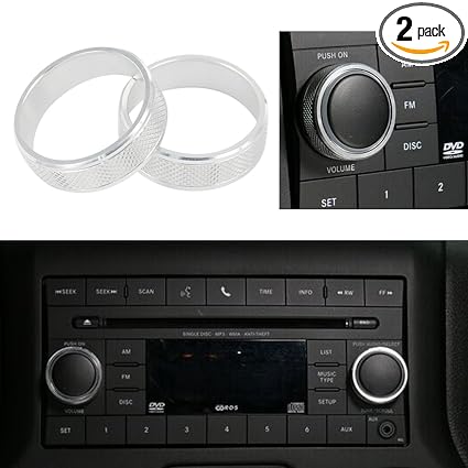 Moebulb Interior Aluminum Cd Knob Decorative Cover Twist Switch Ring Trim For Jeep Wrangler Jk 2011 2016 Silver