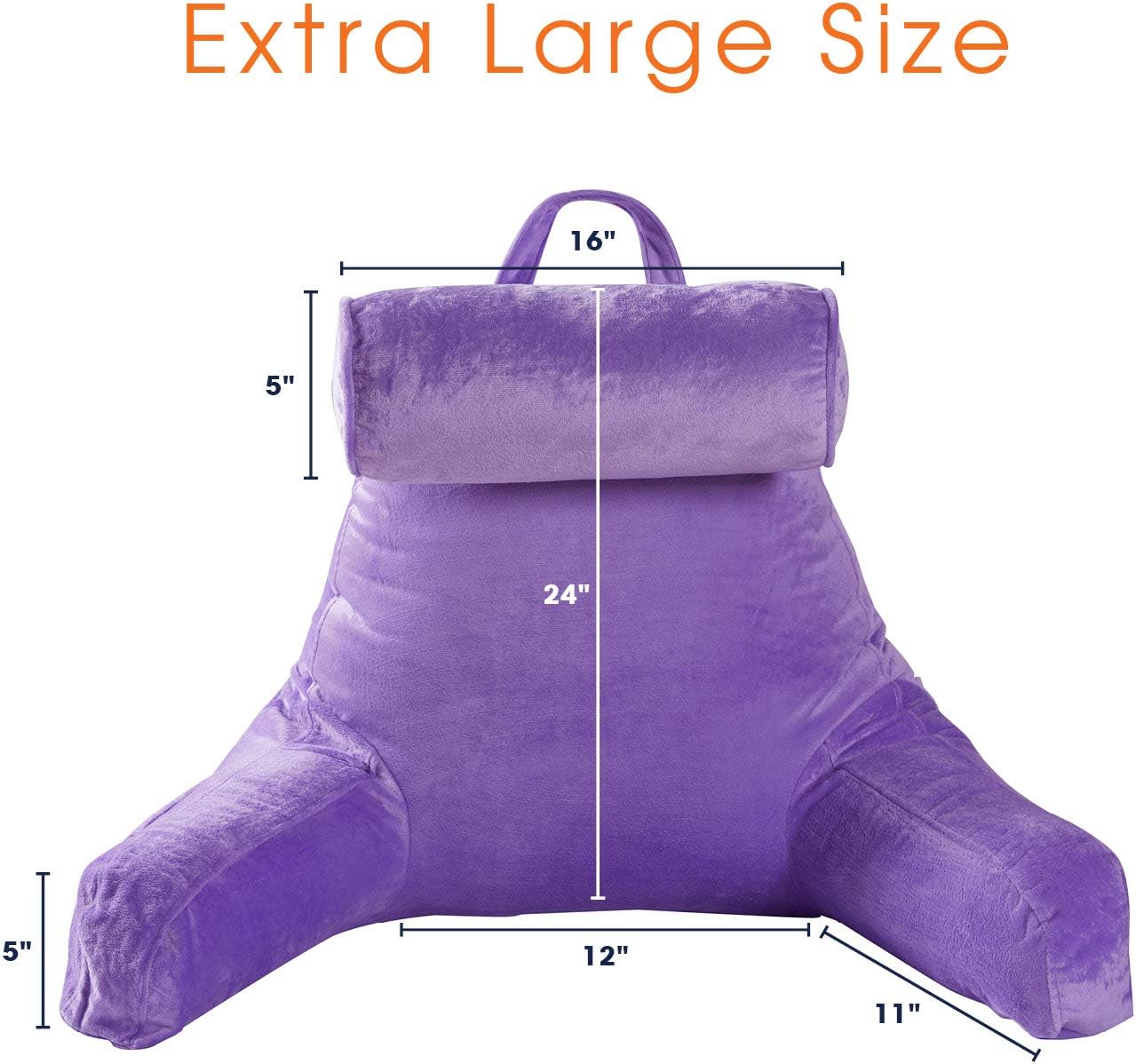 Cheer Collection Memory Foam Filled TV,Reading and Bed Rest Pillow with Detachable Cervical Bolster and Headrest Pillow, Washable Cover (Purple): Home & Kitchen