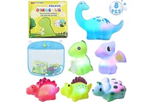TSDATOWR Light Up Bath Toys for Toddlers Kids Baby Boys, No Hole Dinosaur Bath Toys with Bath Book & Organizer, Led Light Bath Time Water Toys for Bath Tubs Bathrooms Pool, Gift for Toddlers Boys Infants