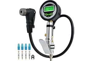 CycloSpirit Digital Bicycle Tire Inflator Gauge with Auto-Select Valve Type - Presta and Schrader Air Compressor Tool