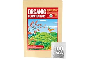GLDNT Organic Black Tea Bags, Natural Organic Black Tea, Smooth & Mellow Flavor, Caffeinated, Hot & Iced Tea, 100 Count