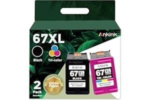 ANKINK 67XL Ink Cartridge(Black Tri-Color Combo 2 Pack) Compatible for HP 67 XL for DeskJet Envy 2855e 2827e 2755e 6055e 2700 2700e 6000e 6000 4155e 2734e 6455e 6400 2752e 4227e 4100 4100e 6400e hp67xl