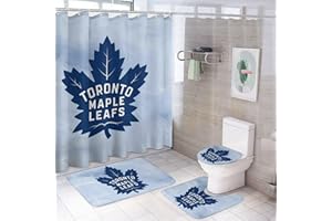 4-Piece Bathroom Toronto Set with Shower Curtain, Rug,Teal Grey and Toilet Seat Cover Bathroom Accessories and Decor for Home